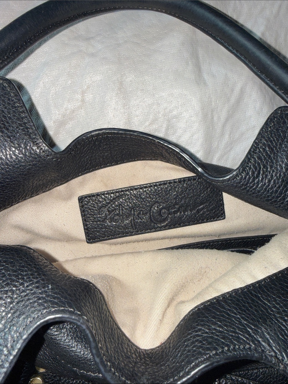 Foley + Corinna Black Leather Shoulder Bag with Gold Studs - Picture 4 of 5